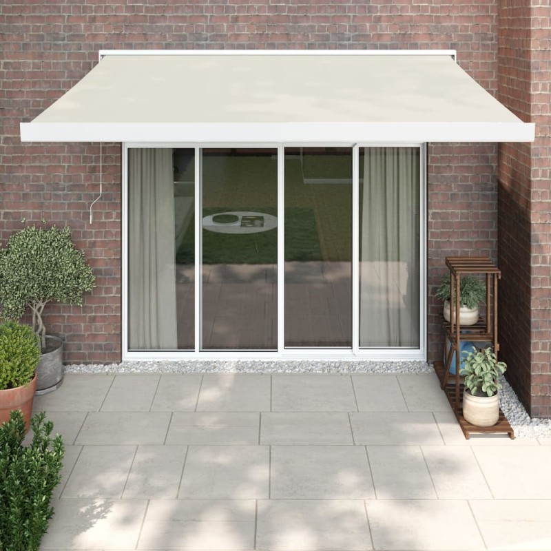 Tenda da Sole Retrattile Crema 3x2,5 m in Tessuto e Alluminio Tenda da Sole Retrattile Crema 3x2,5 m in Tessuto e Alluminio