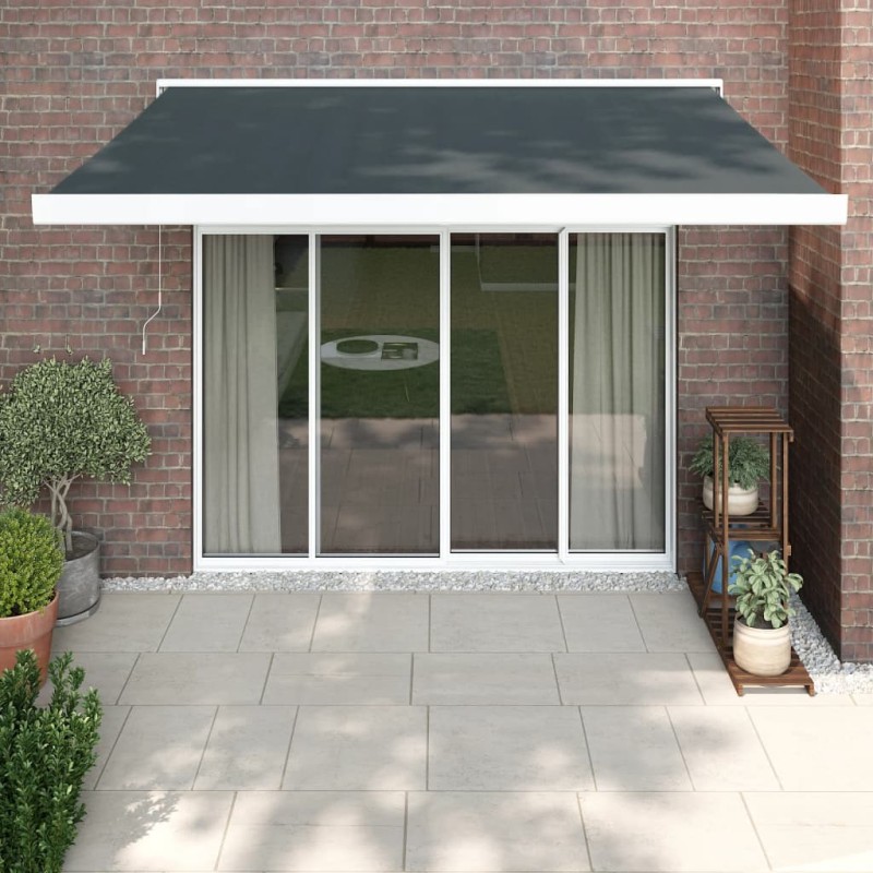 Tenda da Sole Retrattile Antracite 3,5x2,5m Tessuto e Alluminio Tenda da Sole Retrattile Antracite 3,5x2,5m Tessuto e Alluminio