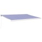 Tenda da Sole Retrattile Blu e Bianca 4x3 m Tessuto e Alluminio Tenda da Sole Retrattile Blu e Bianca 4x3 m Tessuto e Alluminio