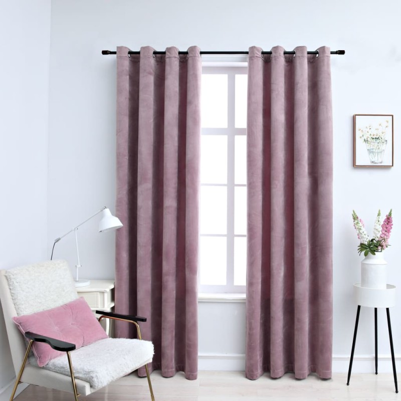 Tende Oscuranti con Anelli 2pz Rosa Antico in Velluto 140x175cm Tende Oscuranti con Anelli 2pz Rosa Antico in Velluto 140x175cm