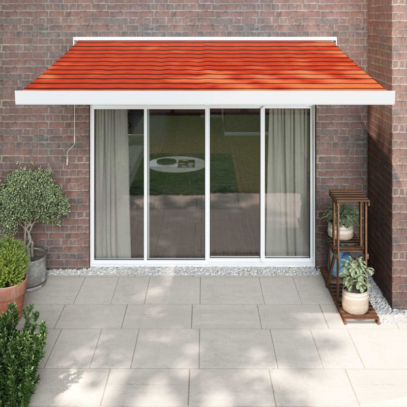 vidaXL Tenda Retrattile Arancione Marrone 3,5x2,5m Tessuto e Alluminio vidaXL Tenda Retrattile Arancione Marrone 3,5x2,5m Tessuto e Alluminio