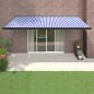 Tenda da Sole Retrattile Blu e Bianca 5x3 m Tessuto e Alluminio Tenda da Sole Retrattile Blu e Bianca 5x3 m Tessuto e Alluminio