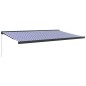 Tenda da Sole Retrattile Blu e Bianca 5x3 m Tessuto e Alluminio Tenda da Sole Retrattile Blu e Bianca 5x3 m Tessuto e Alluminio