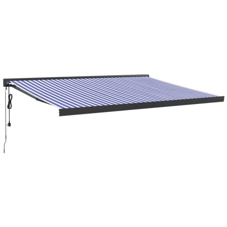 vidaXL Tenda da Sole Retrattile Blu e Bianca 4x3 m Tessuto e Alluminio