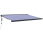 Tenda da Sole Retrattile Blu e Bianca 4x3 m Tessuto e Alluminio Tenda da Sole Retrattile Blu e Bianca 4x3 m Tessuto e Alluminio