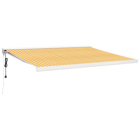 Tenda Sole Retrattile Gialla e Bianca 4x3 m Tessuto e Alluminio