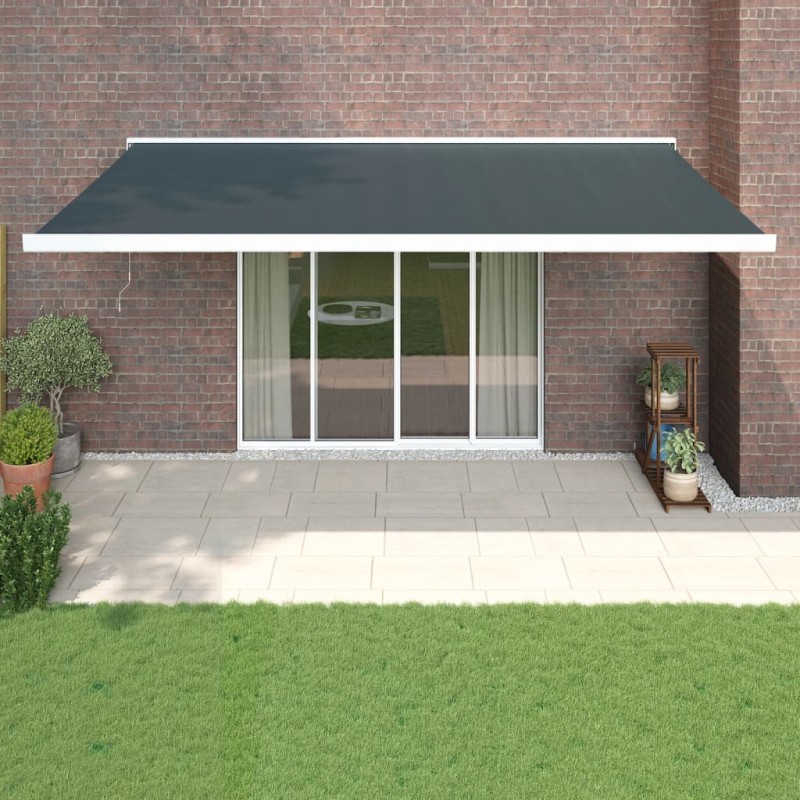 Tenda da Sole Retrattile Antracite 5x3 m in Tessuto e Alluminio Tenda da Sole Retrattile Antracite 5x3 m in Tessuto e Alluminio