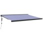 Tenda Sole Retrattile Blu e Bianca 4,5x3 m Tessuto e Alluminio Tenda Sole Retrattile Blu e Bianca 4,5x3 m Tessuto e Alluminio