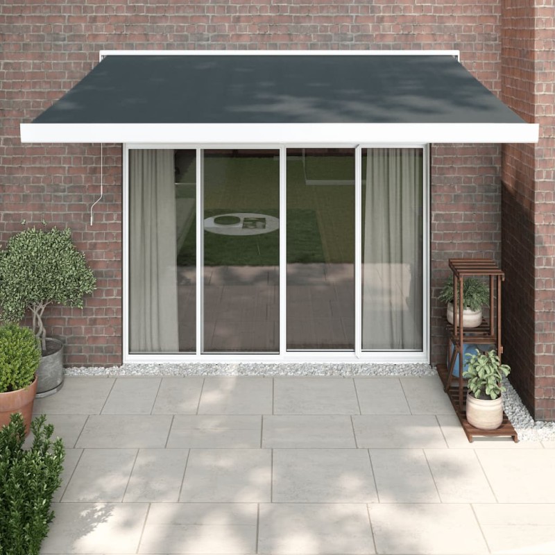 vidaXL Tenda da Sole Retrattile Antracite 3,5x2,5m Tessuto e Alluminio vidaXL Tenda da Sole Retrattile Antracite 3,5x2,5m Tessuto e Alluminio