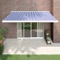 Tenda Sole Retrattile Blu e Bianca 4,5x3 m Tessuto e Alluminio Tenda Sole Retrattile Blu e Bianca 4,5x3 m Tessuto e Alluminio