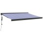vidaXL Tenda Sole Retrattile Blu e Bianca 3x2,5 m Tessuto e Alluminio