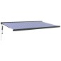 Tenda da Sole Retrattile Blu e Bianca 5x3 m Tessuto e Alluminio Tenda da Sole Retrattile Blu e Bianca 5x3 m Tessuto e Alluminio