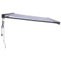 Tenda da Sole Retrattile Blu e Bianca 5x3 m Tessuto e Alluminio Tenda da Sole Retrattile Blu e Bianca 5x3 m Tessuto e Alluminio