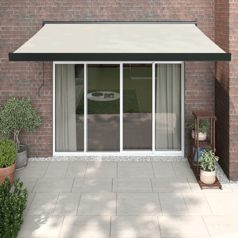 vidaXL Tenda da Sole Retrattile Crema 3x2,5 m in Tessuto e Alluminio vidaXL Tenda da Sole Retrattile Crema 3x2,5 m in Tessuto e Alluminio