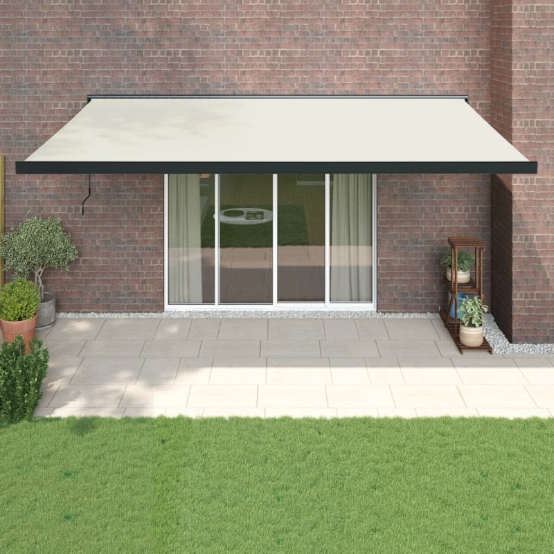 Tenda da Sole Retrattile Crema 5x3 m in Tessuto e Alluminio Tenda da Sole Retrattile Crema 5x3 m in Tessuto e Alluminio