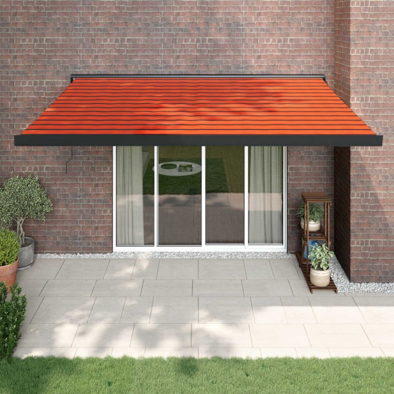 vidaXL Tenda Retrattile Arancione e Marrone 4,5x3m Tessuto e Alluminio vidaXL Tenda Retrattile Arancione e Marrone 4,5x3m Tessuto e Alluminio