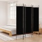 vidaXL Divisorio 5 Pannelli Nero 200x200 cm Tessuto vidaXL Divisorio 5 Pannelli Nero 200x200 cm Tessuto