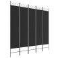 vidaXL Divisorio 5 Pannelli Nero 200x200 cm Tessuto vidaXL Divisorio 5 Pannelli Nero 200x200 cm Tessuto