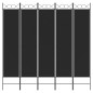 vidaXL Divisorio 5 Pannelli Nero 200x200 cm Tessuto vidaXL Divisorio 5 Pannelli Nero 200x200 cm Tessuto
