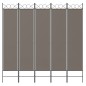 Divisorio a 5 Pannelli Antracite 200x220 cm Tessuto Divisorio a 5 Pannelli Antracite 200x220 cm Tessuto
