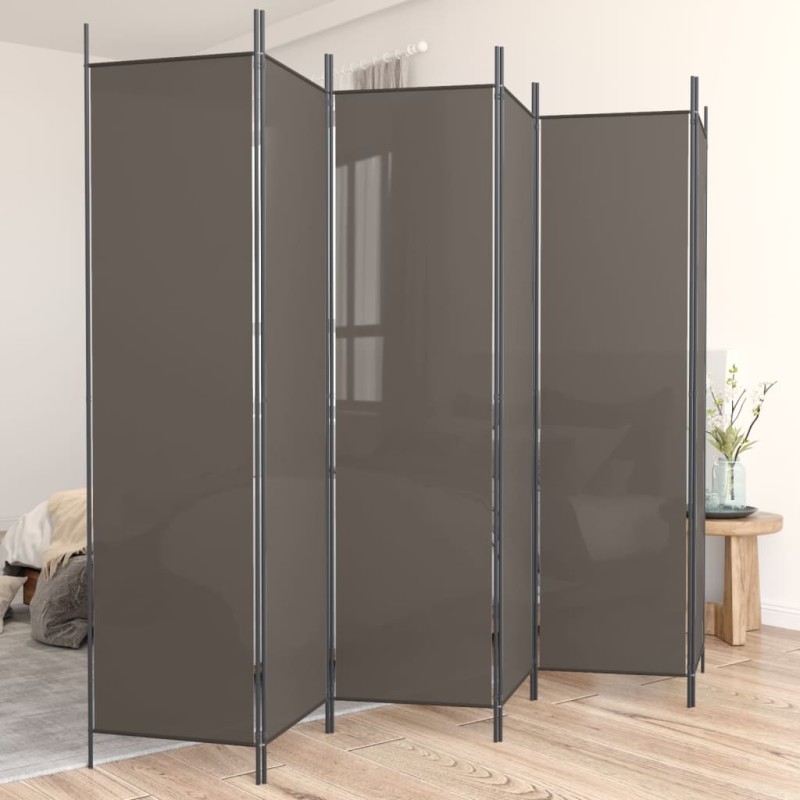 Divisorio a 6 Pannelli Antracite 300x220 cm Tessuto Divisorio a 6 Pannelli Antracite 300x220 cm Tessuto