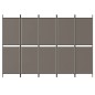 Divisorio a 5 Pannelli Antracite 250x220 cm Tessuto