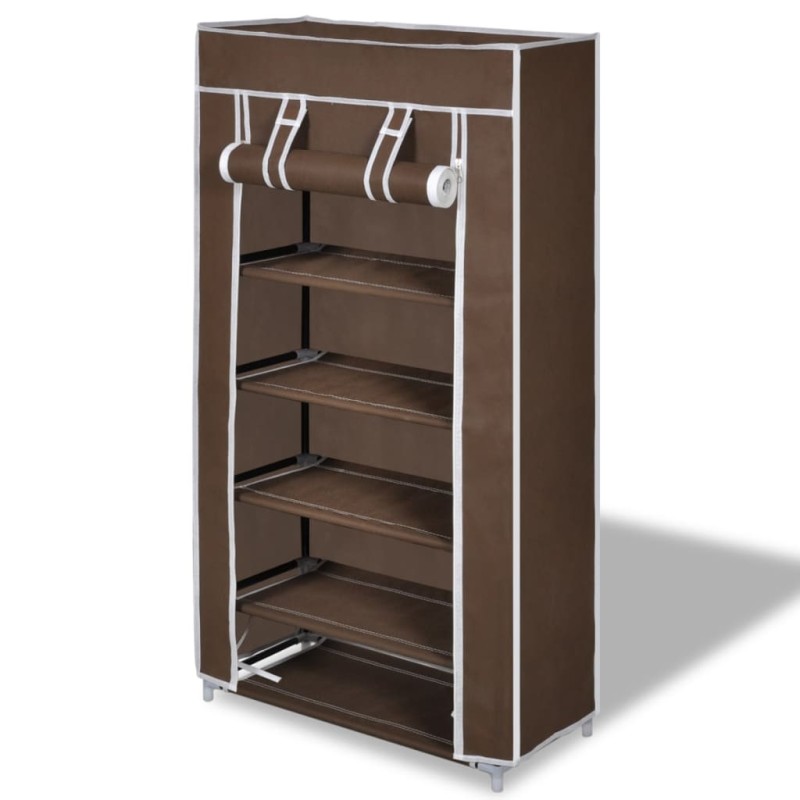 Scarpiera in Tessuto Richiudibile 58 x 28 x 106 cm Marrone Scarpiera in Tessuto Richiudibile 58 x 28 x 106 cm Marrone