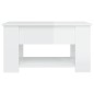 Tavolino da Salotto Bianco Lucido 79x49x41 cm Legno Multistrato Tavolino da Salotto Bianco Lucido 79x49x41 cm Legno Multistrato