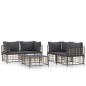 Set Divani da Giardino 5 pz con Cuscini Antracite in Polyrattan Set Divani da Giardino 5 pz con Cuscini Antracite in Polyrattan