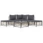 Set Divani da Giardino 6 pz con Cuscini Antracite in Polyrattan Set Divani da Giardino 6 pz con Cuscini Antracite in Polyrattan