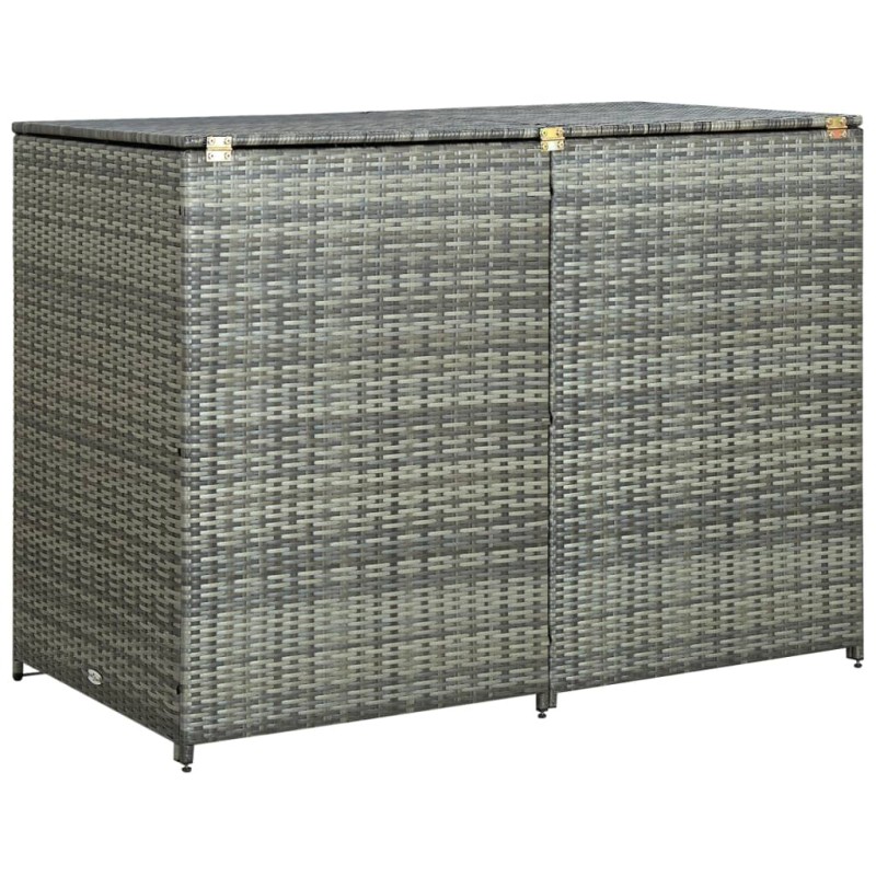 vidaXL Copribidone Rifiuti Doppio in Polyrattan Antracite 148x77x111cm vidaXL Copribidone Rifiuti Doppio in Polyrattan Antracite 148x77x111cm