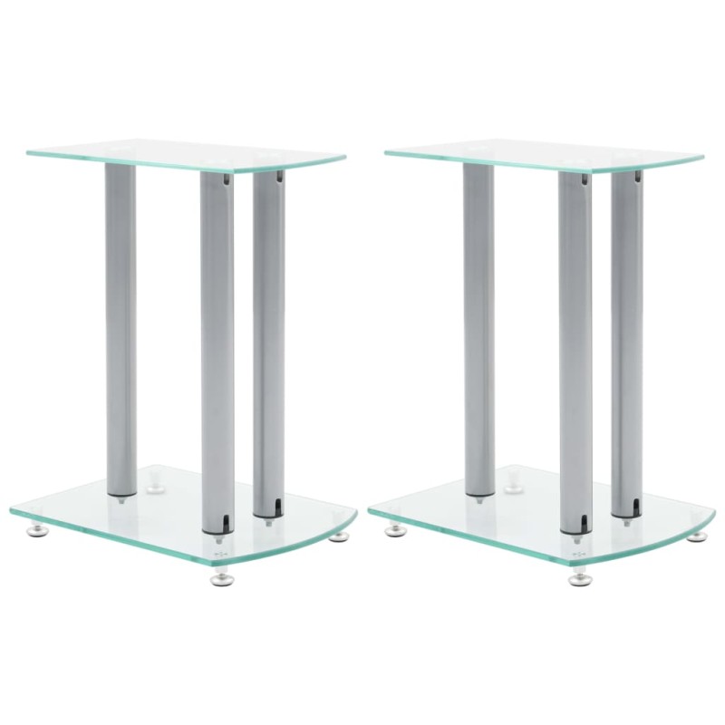 Piedistalli per Diffusori 2 pz in Vetro Trasparente e Alluminio Piedistalli per Diffusori 2 pz in Vetro Trasparente e Alluminio
