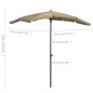 vidaXL Ombrellone da Giardino con Palo 200x130 cm Tortora vidaXL Ombrellone da Giardino con Palo 200x130 cm Tortora