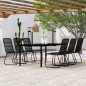 Set da Pranzo per Giardino 7 pz con Cuscini Nero Set da Pranzo per Giardino 7 pz con Cuscini Nero