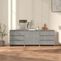 Credenze 3 pz Grigio Cemento in Legno Multistrato Credenze 3 pz Grigio Cemento in Legno Multistrato