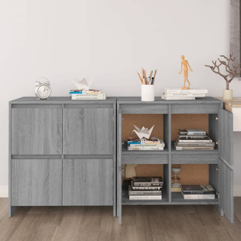 Credenze 2 pz Grigio Sonoma 70x41x75 cm in Truciolato Credenze 2 pz Grigio Sonoma 70x41x75 cm in Truciolato