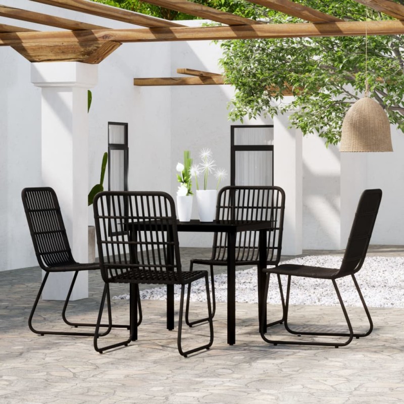 Set Mobili da Pranzo per Giardino 5 pz Nero Set Mobili da Pranzo per Giardino 5 pz Nero