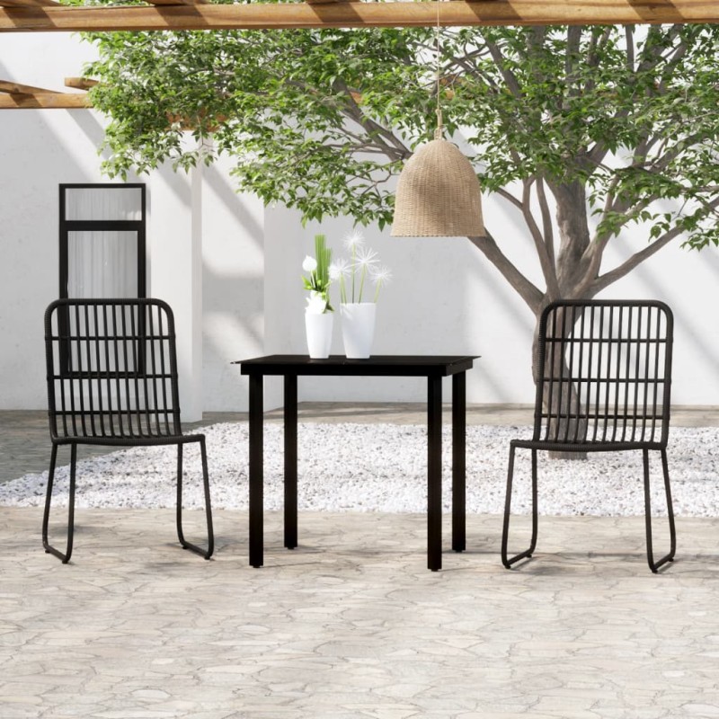 Set Mobili da Pranzo per Giardino 3 pz Nero Set Mobili da Pranzo per Giardino 3 pz Nero