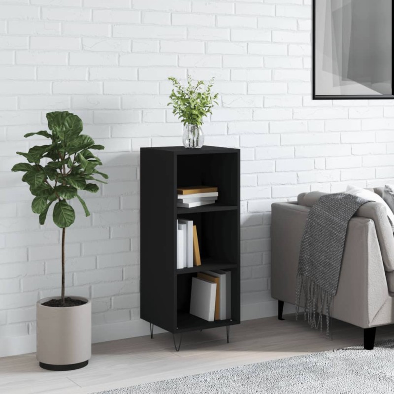 Credenza Nera 34,5x32,5x90 cm in Legno Multistrato Credenza Nera 34,5x32,5x90 cm in Legno Multistrato
