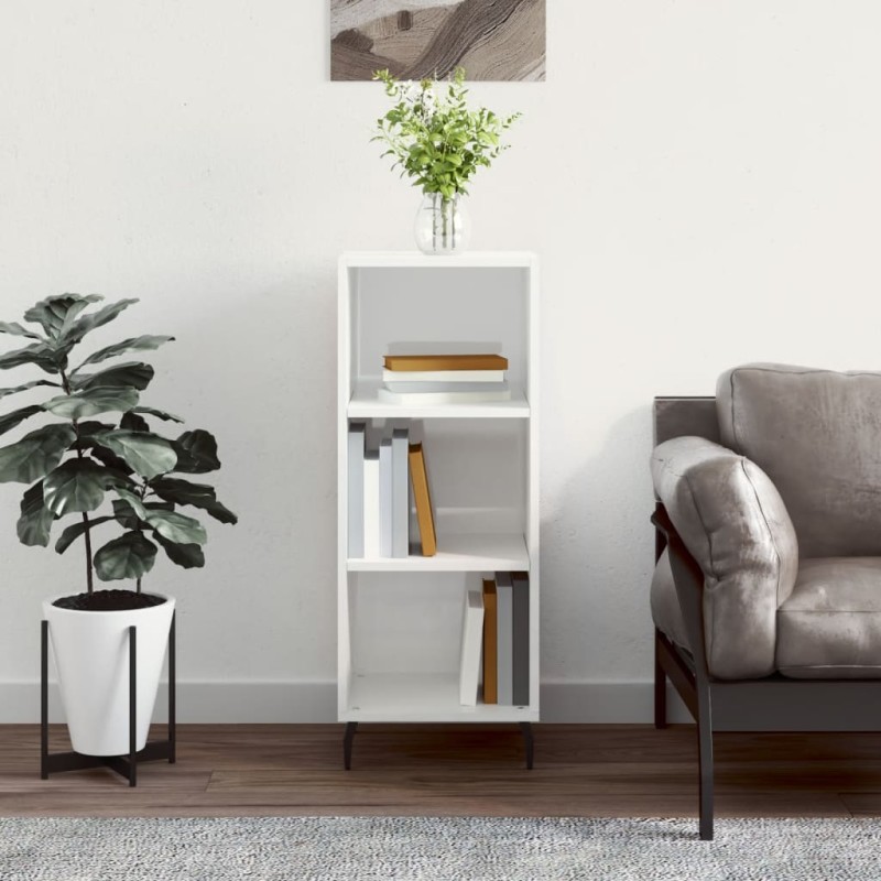 Credenza Bianco Lucido 34,5x32,5x90 cm in Legno Multistrato Credenza Bianco Lucido 34,5x32,5x90 cm in Legno Multistrato