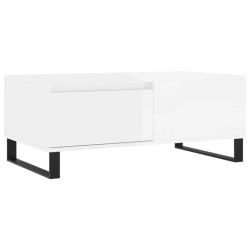 Tavolino Salotto Bianco Lucido 90x50x36,5 cm Legno Multistrato