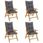 Sedie da Giardino Reclinabili con Cuscini 4 pz in Legno di Teak Sedie da Giardino Reclinabili con Cuscini 4 pz in Legno di Teak