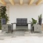 Set da Pranzo da Giardino 4 pz con Cuscini in Polyrattan Grigio Set da Pranzo da Giardino 4 pz con Cuscini in Polyrattan Grigio