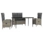 Set da Pranzo da Giardino 4 pz con Cuscini in Polyrattan Grigio Set da Pranzo da Giardino 4 pz con Cuscini in Polyrattan Grigio