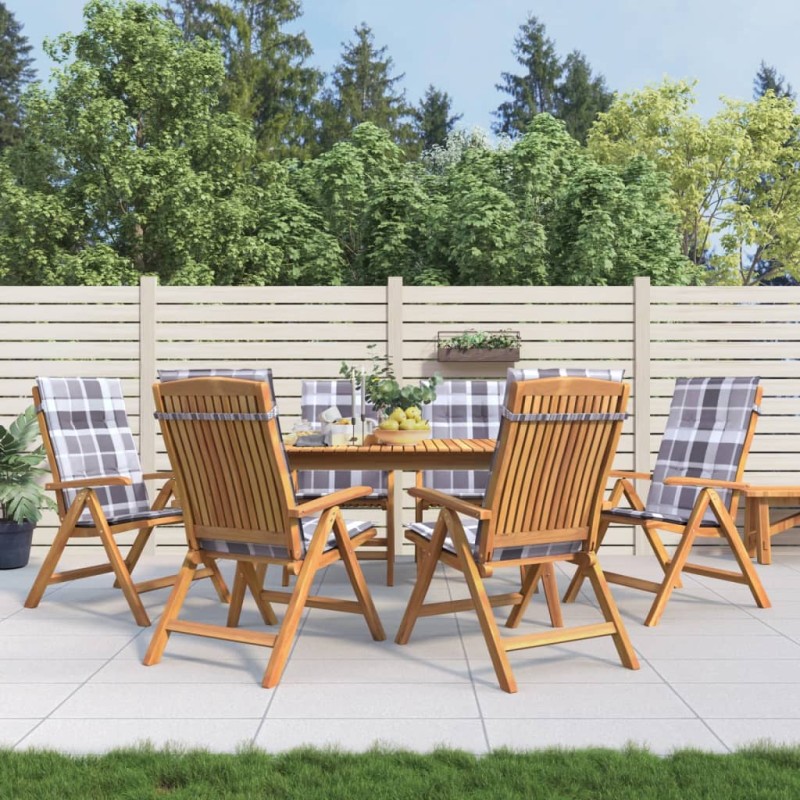 Sedie da Giardino Reclinabili con Cuscini 6 pz in Legno di Teak Sedie da Giardino Reclinabili con Cuscini 6 pz in Legno di Teak