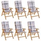 Sedie da Giardino Reclinabili con Cuscini 6 pz in Legno di Teak Sedie da Giardino Reclinabili con Cuscini 6 pz in Legno di Teak