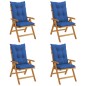 Sedie da Giardino Reclinabili con Cuscini 4 pz in Legno di Teak Sedie da Giardino Reclinabili con Cuscini 4 pz in Legno di Teak
