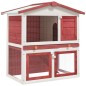 Conigliera per Esterni con 3 Porte Rossa in Legno Conigliera per Esterni con 3 Porte Rossa in Legno