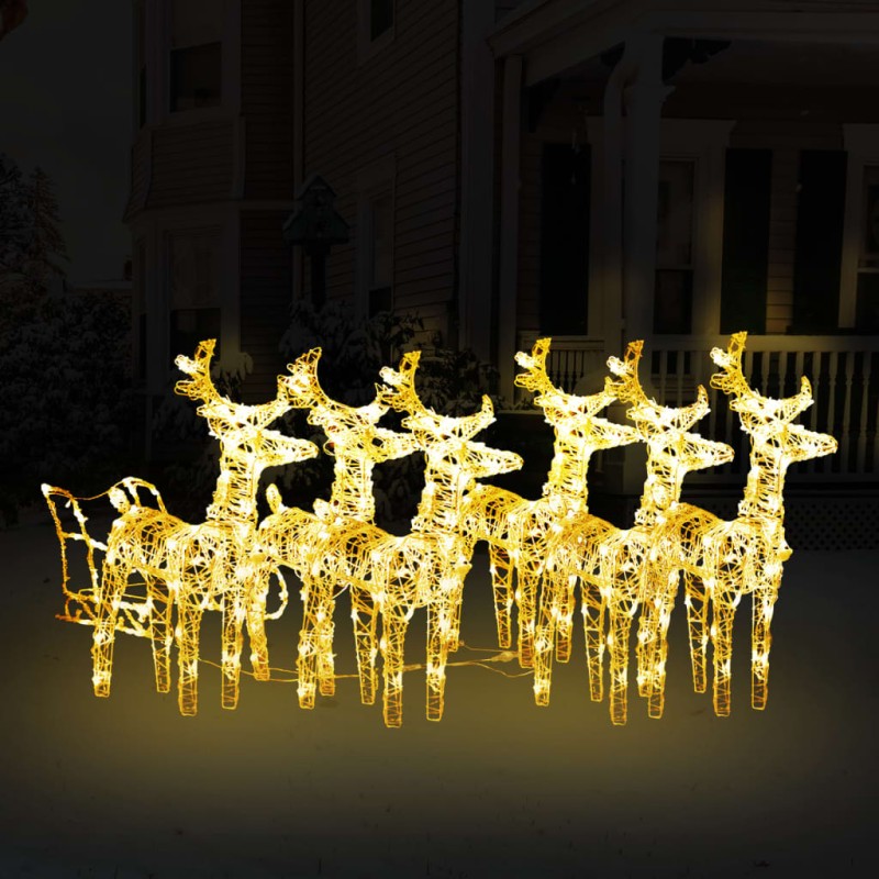 Decorazione Natalizia Renne e Slitta 320 LED Acrilico Decorazione Natalizia Renne e Slitta 320 LED Acrilico