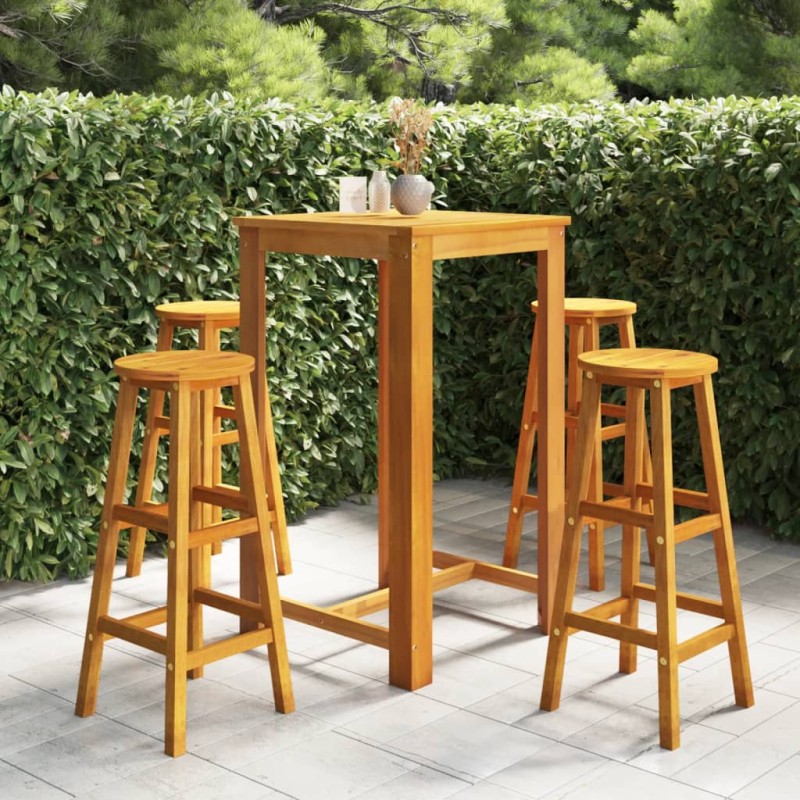 Set da Bar per Giardino 5 pz Legno Massello di Acacia Set da Bar per Giardino 5 pz Legno Massello di Acacia